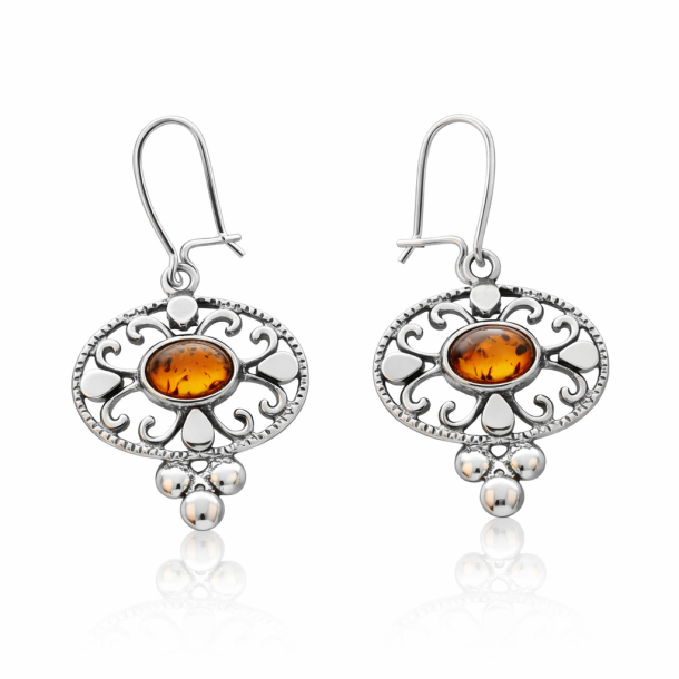 Elegante Bernstein Ohrringe aus Sterlingsilber � Nordisches Filigran Design