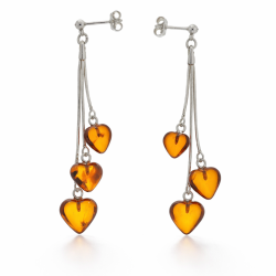 H�ngende Herz Ohrringe aus echtem Bernstein