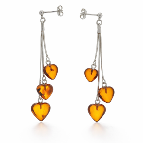 H�ngende Herz Ohrringe aus echtem Bernstein