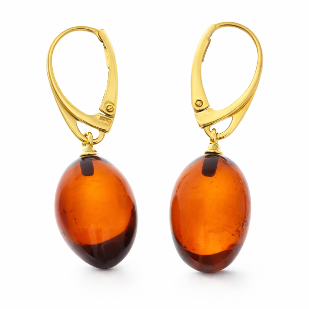 Bernsteinohrringe mit goldfarbenem Verschluss / Amber earrings with golden color clasp