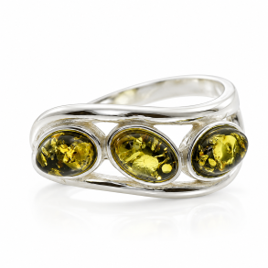 Ring I Sterling S�lv Og Rav