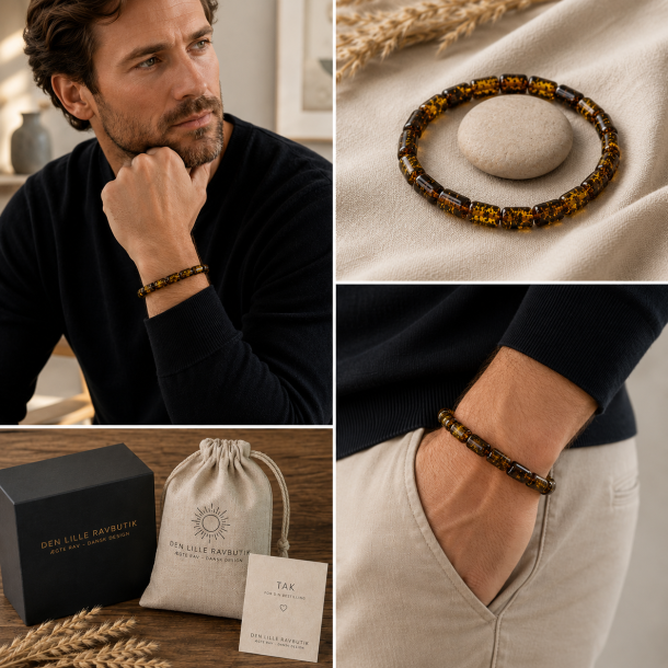 Bernsteinarmband f�r Herren � Modernes Maskulines Design | Den lille Ravbutik
