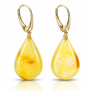 Flache Tropfen in Form von Milchraben-Ohrringen aus vergoldetem Silber