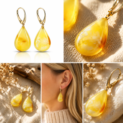 Flache Tropfen in Form von Milchraben-Ohrringen aus vergoldetem Silber