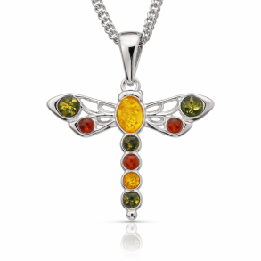 Libelle Anh�nger in 925 Sterling Silber und Bernstein