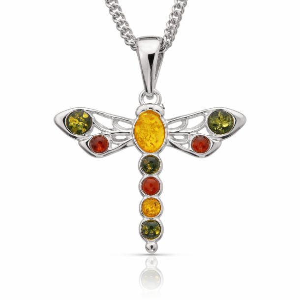 Libelle Anh�nger in 925 Sterling Silber und Bernstein