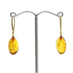 Der Leuchtende Tropfen - Bernstein Ohrringe vergoldet