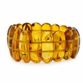Gyldent Rav Armb�nd med �gte Rav � Elegant & Tidl�st Design