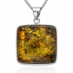 Handgefertigter runder Bernstein- und Sterlingsilber-Anh�nger