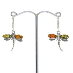 Guldsmed - Dragonfly - �gte rav og s�lv �reringe 