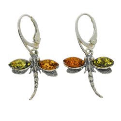 Guldsmed - Dragonfly - �gte rav og s�lv �reringe 