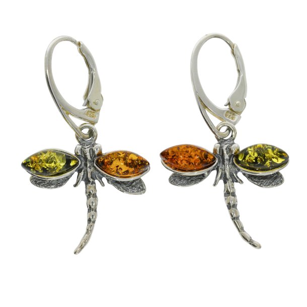 Guldsmed - Dragonfly - �gte rav og s�lv �reringe 