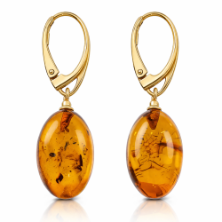 Der Leuchtende Tropfen - Bernstein Ohrringe vergoldet