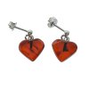  Braune Bernstein-Herz-Ohrstecker aus echtem Bernstein und Sterlingsilber . 925 