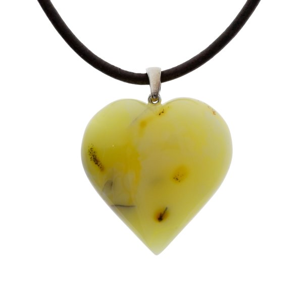 Smukkeste vesterhvet rav hjerte af mlke rav