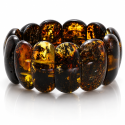 Exklusives Dunkles Bernstein Armband � Gro�e Echte Bernsteine mit Goldenem Farbspiel