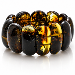 Exklusives Dunkles Bernstein Armband � Gro�e Echte Bernsteine mit Goldenem Farbspiel
