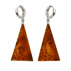 H�ndlavede & H�ndsk�rne trekantede Rav�reringe i �gte Rav og 925 Sterling S�lv