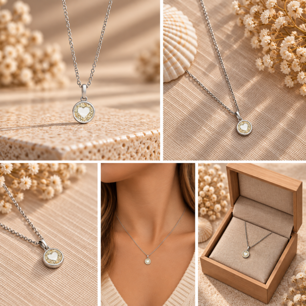 Herz Anh�nger mit echtem Strandsand � 925 Sterling Silber