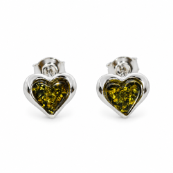 Hjerte �restikker med �gte Gr�nt Rav og 925 Sterling S�lv