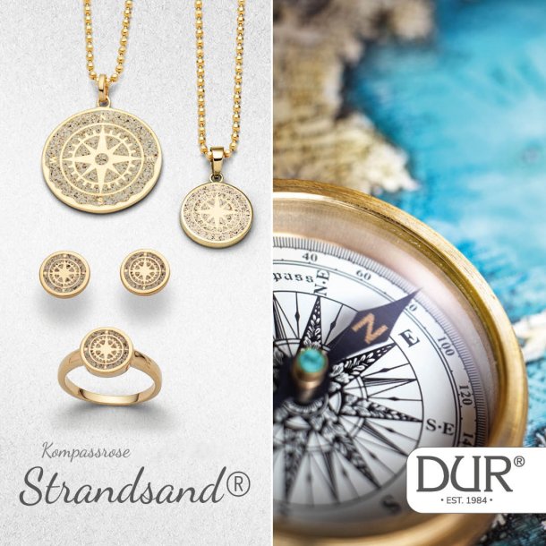 Den Smukkeste Forgyldt "Kompas" Vedhng / Kette "Kompassrose" vergold