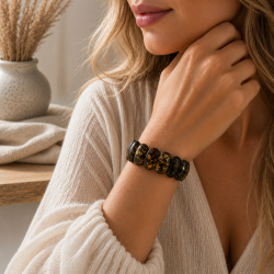 Exklusives Dunkles Bernstein Armband � Gro�e polierte St�cke aus echtem Bernstein
