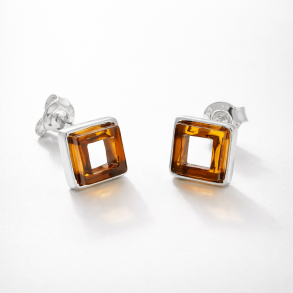 Kleine quadratische Bernstein- und Silberohrringe 