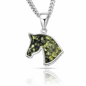 Kleiner Pferdeanh�nger aus 925er Sterlingsilber und Bernstein