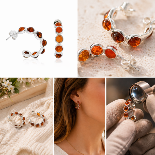 Creoler - Kreoler Rav �reringe / Amber earrings 