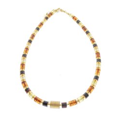 Hj kvalitets ravcylindre halskde med forgyldte slvelementer