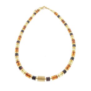 Hj kvalitets ravcylindre halskde med forgyldte slvelementer