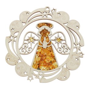 Weihnachtsengel Mandala aus Bernstein und Holz