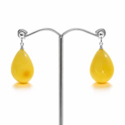 Tropfen Ohrringe aus Sterling Silber mit Honigfarbenem Baltischem Bernstein