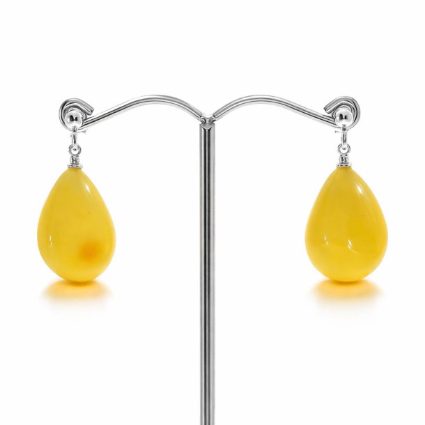 Tropfen Ohrringe aus Sterling Silber mit Honigfarbenem Baltischem Bernstein