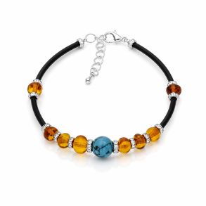 Moderne ravarmb�nd med turkis og strass-detaljer � Justerbart design