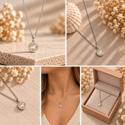 M�we 2.0 Anh�nger mit echtem Strandsand � 925 Sterling Silber