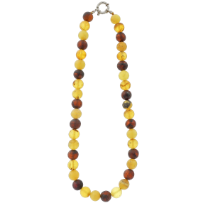 Multicolor-Bernsteinkette mit runden Bernsteinperlen � Echter Bernstein in Naturfarben
