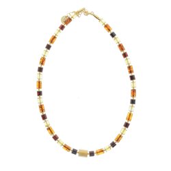 Hj kvalitets ravcylindre halskde med forgyldte slvelementer