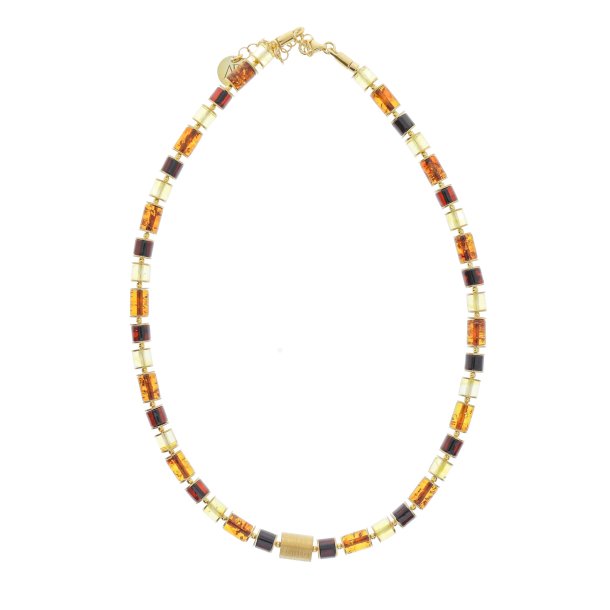 Hj kvalitets ravcylindre halskde med forgyldte slvelementer