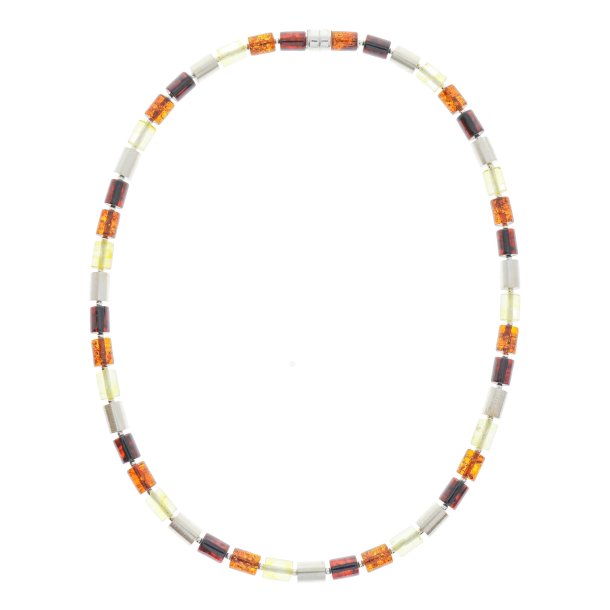 Hj kvalitets ravcylindre halskde med forgyldte slvelementer med magnetisk ls