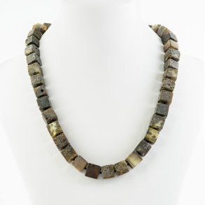 Kde Af gte Terningformet Jordrav  / Real Amber Necklace  / Echte Bernstein Kette 
