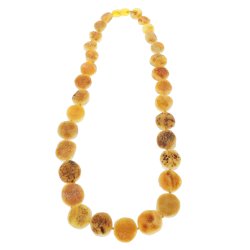 Nat�rliche und elegante Halskette aus flachen Bernsteinperlen