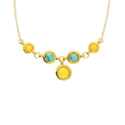 Wundersch�nes vergoldetes Collier aus Milchbernstein und turkis stein 