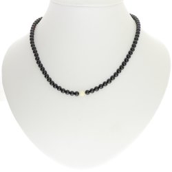 Dunkelbraune Halskette mit echten Bernsteinperlen 