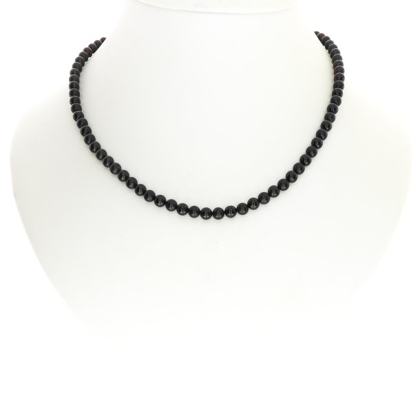 Dunkelbraune Halskette mit echten Bernsteinperlen 