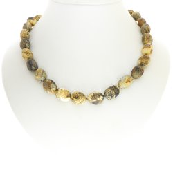 Einzigartige ungeschliffene Bernstein Halskette in Form gro�er Kaffeebohnen