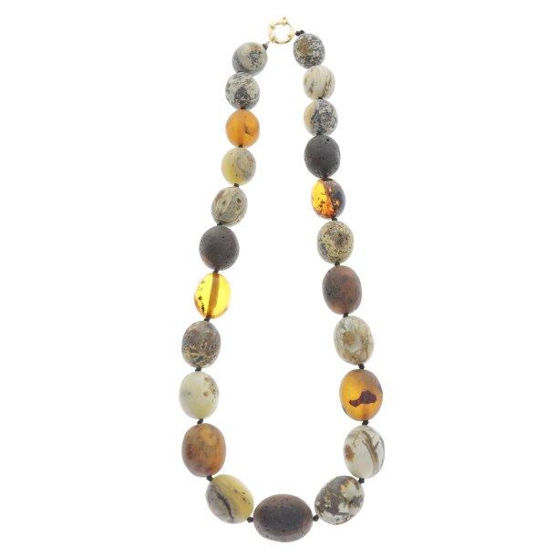 Entz�ckende Bernsteinkette aus echten olivenf�rmigen Bernsteinperlen