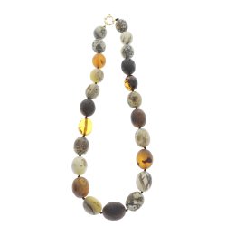 Entz�ckende Bernsteinkette aus echten olivenf�rmigen Bernsteinperlen