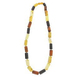 Ravkde Med Cylinderformet Ravstykker / Bernsteinkette mit zylindrischen Bernsteinstcken