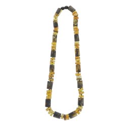 Ravkde Med Naturformet Og Cylinderformet Ravstykker / ernsteinkette mit naturgeformten und zylindri